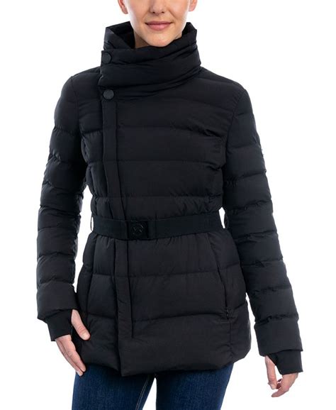 michael kors puffer jacket with belt|packable down jacket michael kors.